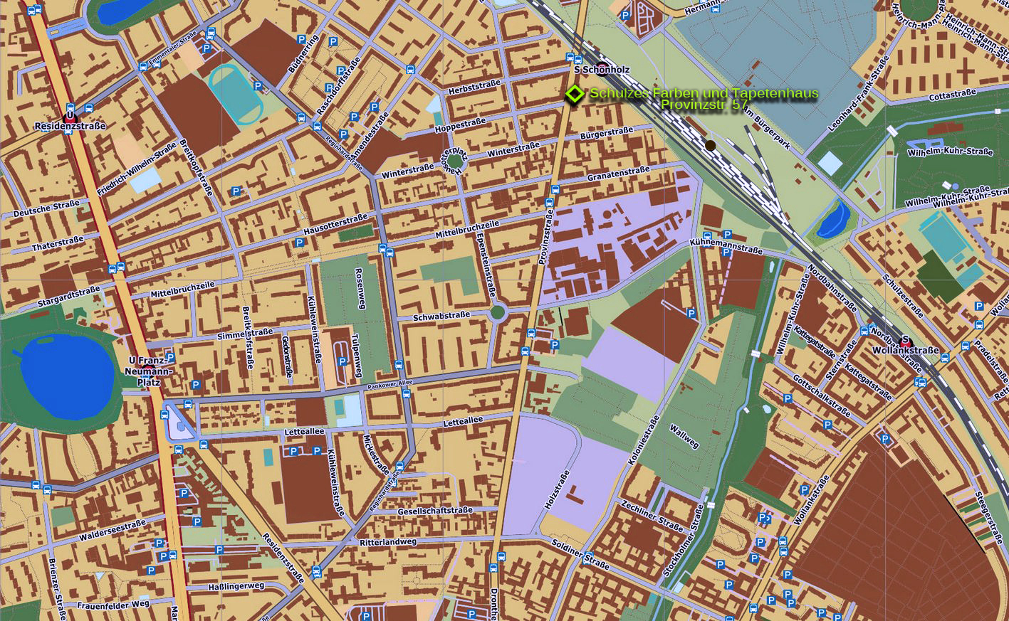 Anfahrt zum Geschäft Provinzstr 57 in 13409 Berlin