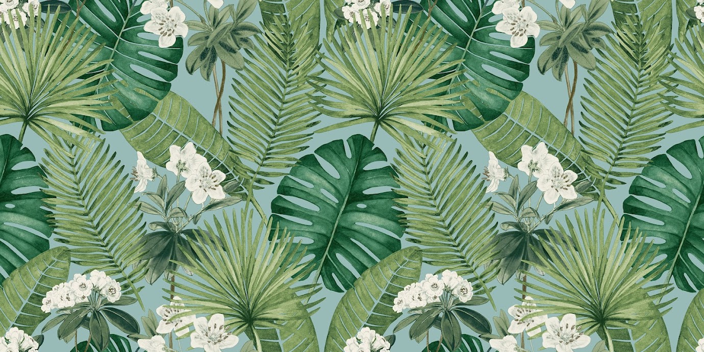 belgisches Tapeten Design Blätter Blumen Blüten grün weiss Decoprint aus Berlin online kaufen