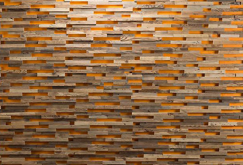 Holzklinker Wandpaneel mit edlem Holz als Holzverblender für innen