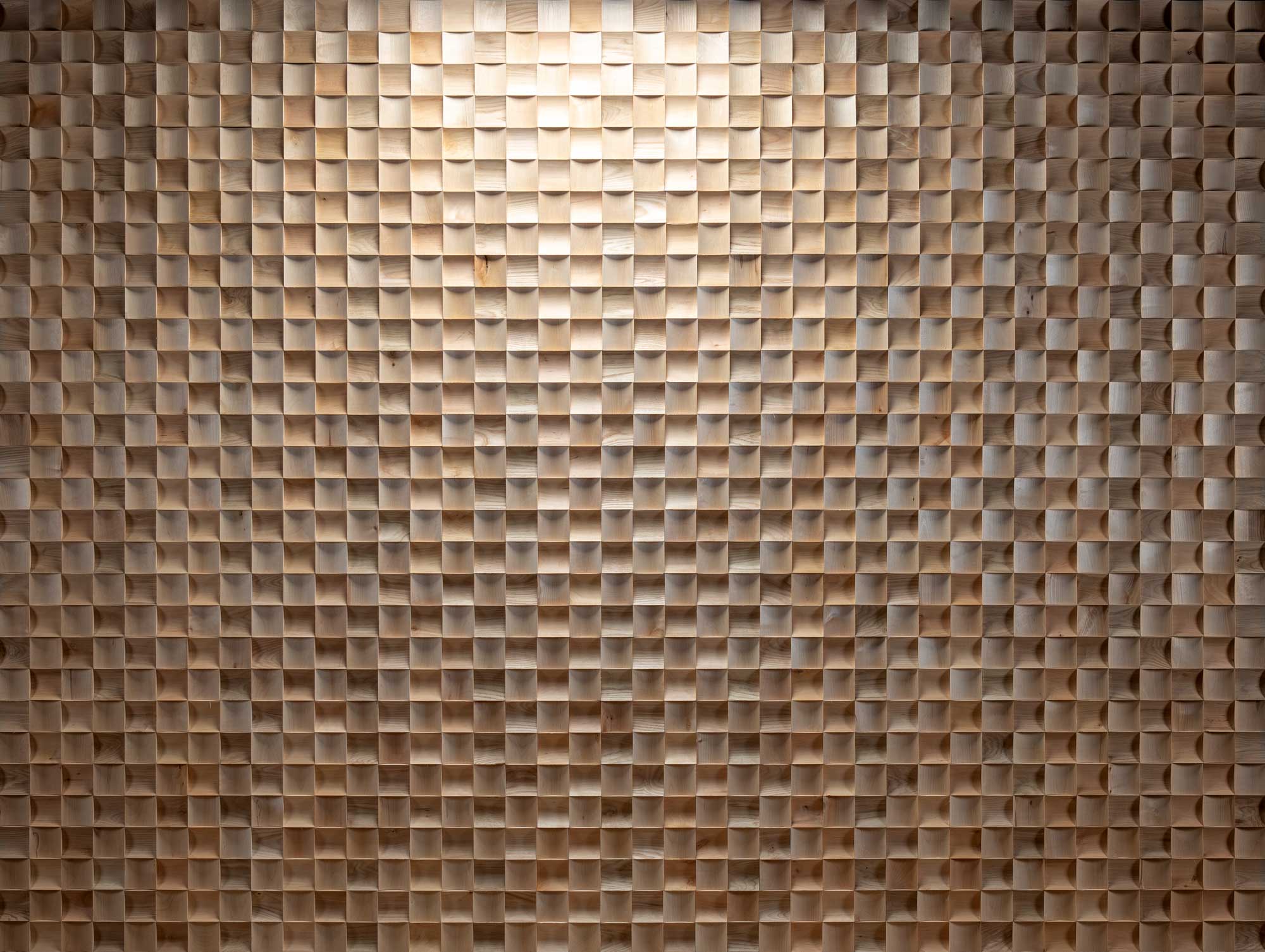 Holzklinker Wandpaneel mit edlem Holz als Holzverblender für innen