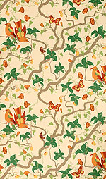 beige braun grün orange rot Blumen und Vögel englische Tapete von Osborne und Little - Tapeten Muster 94 howletts