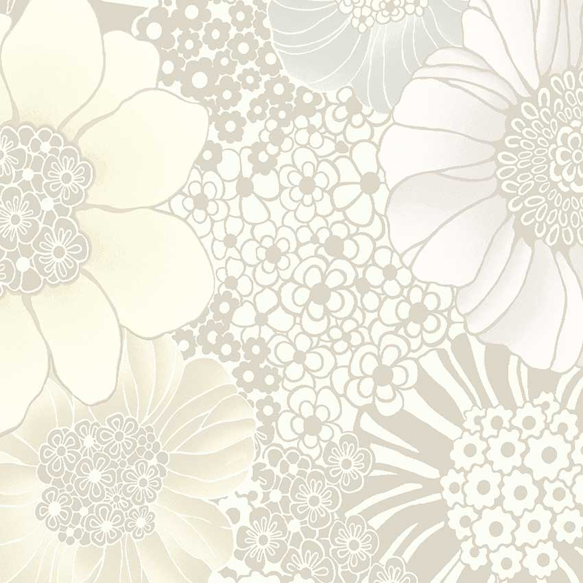 Tapete italienisches Design Blumen beige weiß hellgrau zum online kaufen
