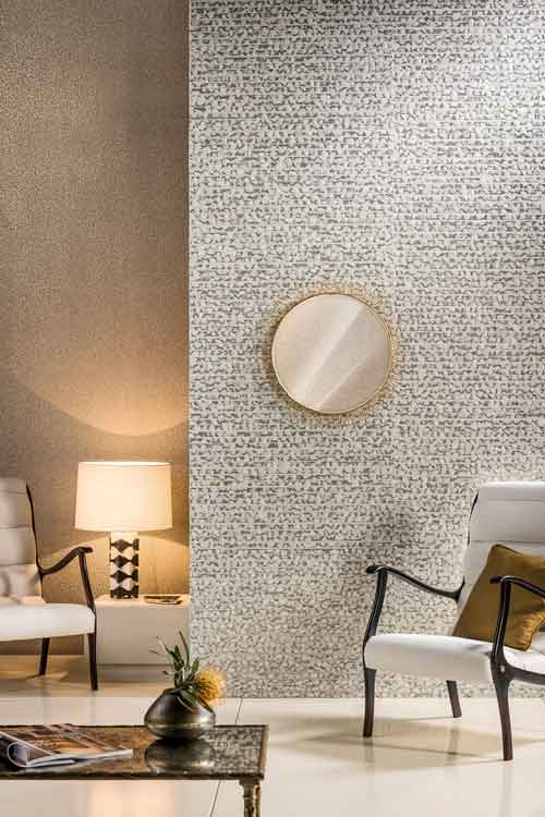 Perlmutt Luxus Tapete mit Bambus im Wohnzimmer zum online kaufen